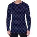 Navy And Black Buffalo Plaid Print Men's Long Sleeve T-Shirt