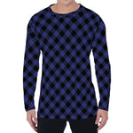 Navy And Black Buffalo Plaid Print Men's Long Sleeve T-Shirt