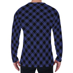 Navy And Black Buffalo Plaid Print Men's Long Sleeve T-Shirt