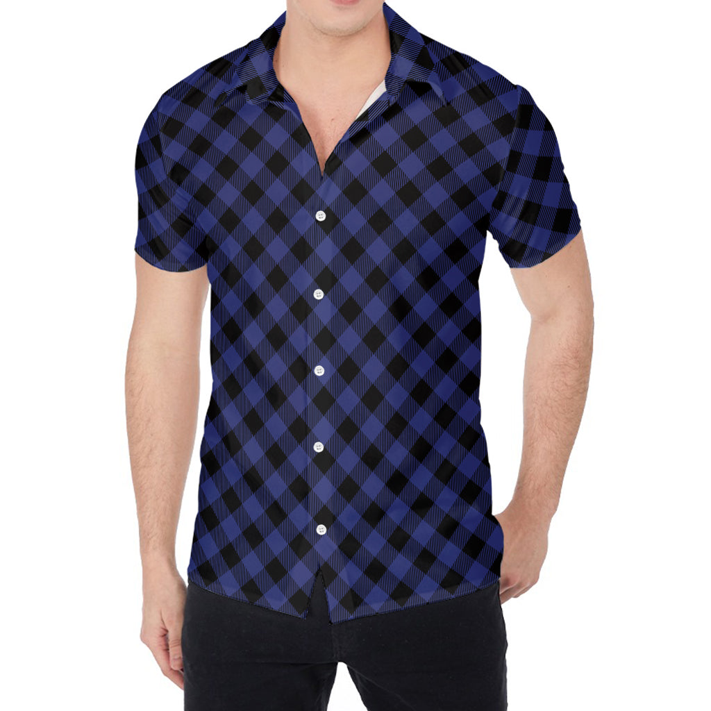Navy And Black Buffalo Plaid Print Men's Shirt