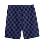 Navy And Black Buffalo Plaid Print Men's Sports Shorts