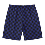 Navy And Black Buffalo Plaid Print Men's Swim Trunks
