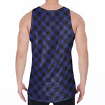Navy And Black Buffalo Plaid Print Men's Velvet Tank Top