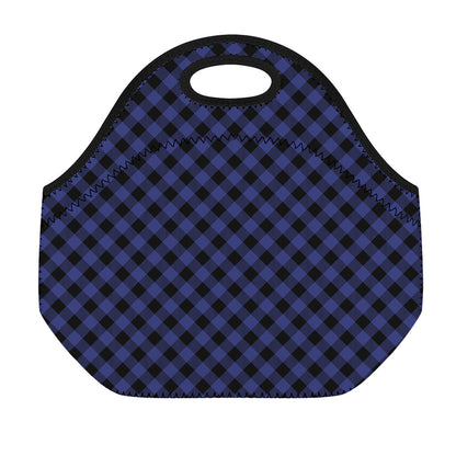 Navy And Black Buffalo Plaid Print Neoprene Lunch Bag