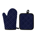 Navy And Black Buffalo Plaid Print Oven Mitt And Pot Holder Set