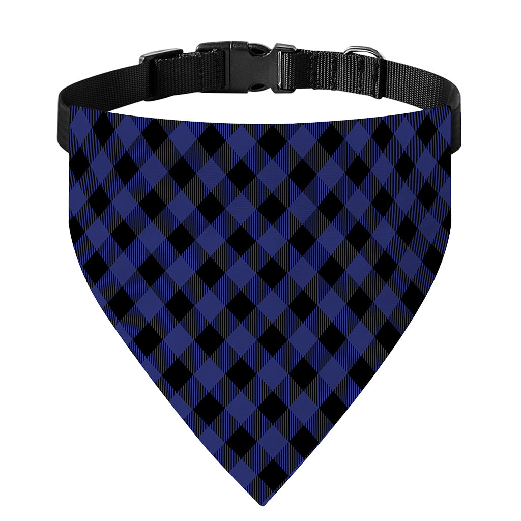 Navy And Black Buffalo Plaid Print Over The Collar Dog Bandana