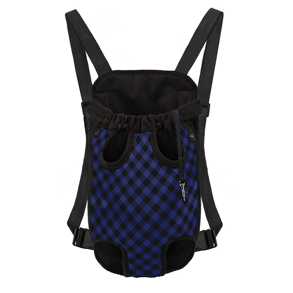 Navy And Black Buffalo Plaid Print Pet Carrier Backpack