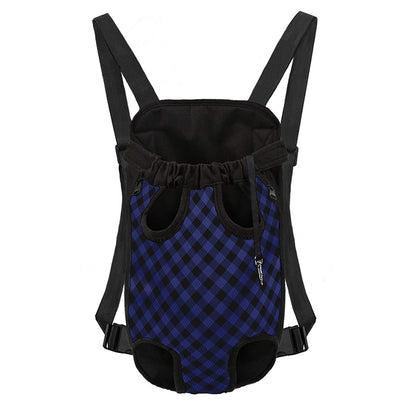 Navy And Black Buffalo Plaid Print Pet Carrier Backpack