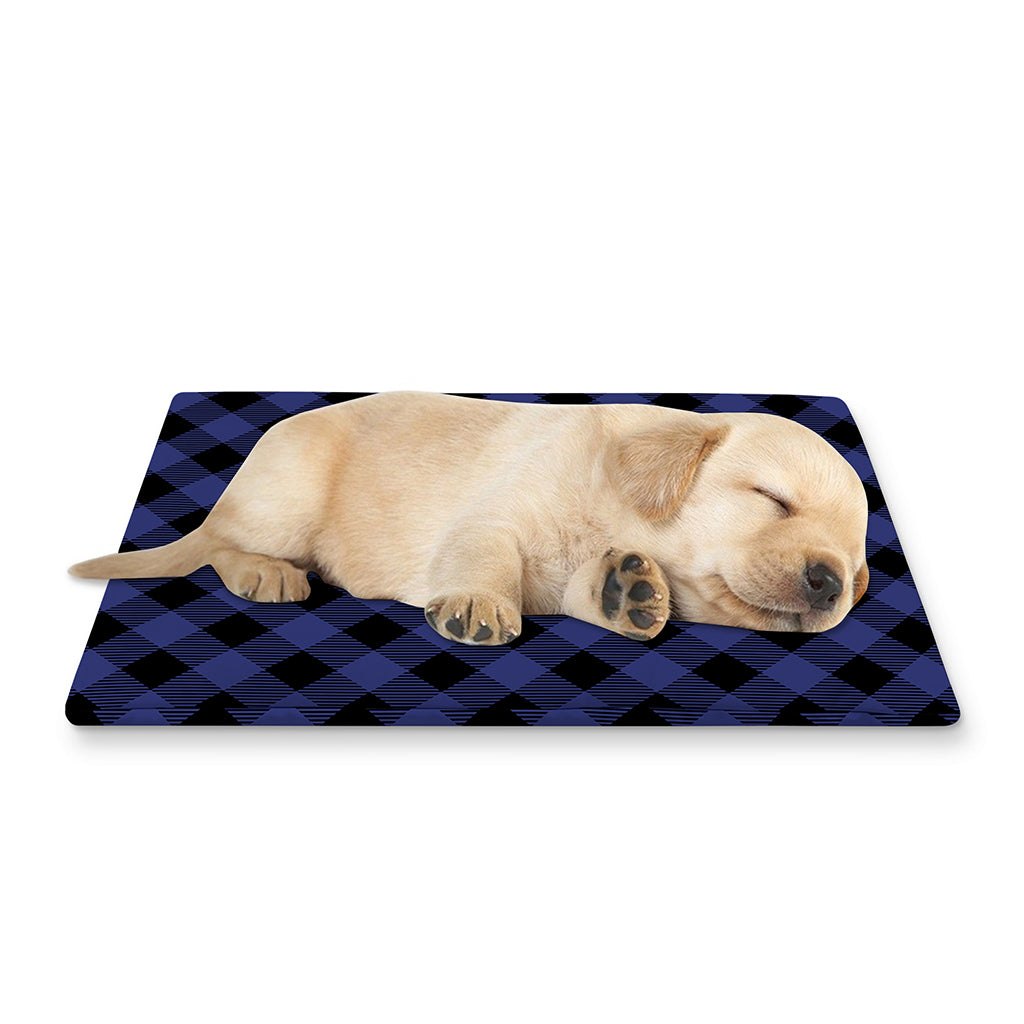 Navy And Black Buffalo Plaid Print Pet Cooling Mat Cover