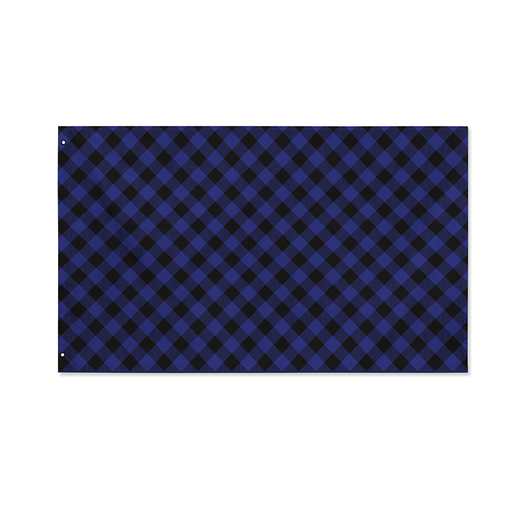 Navy And Black Buffalo Plaid Print Polyester Flag