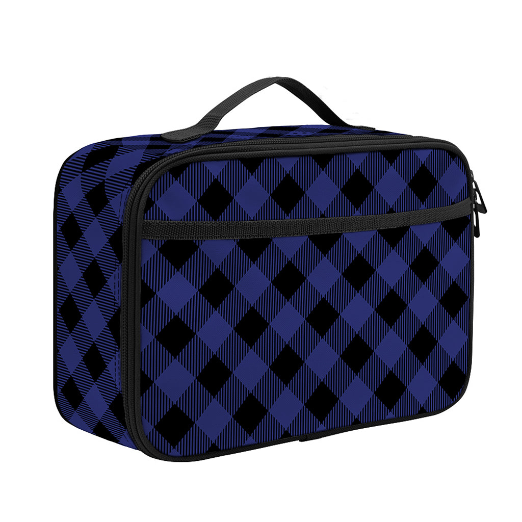 Navy And Black Buffalo Plaid Print Portable Lunch Bag