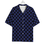 Navy And Black Buffalo Plaid Print Rayon Hawaiian Shirt