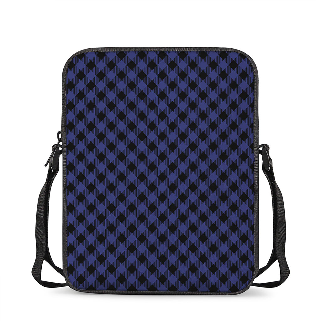 Navy And Black Buffalo Plaid Print Rectangular Crossbody Bag