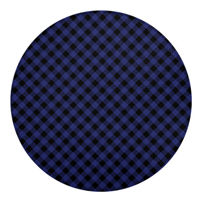 Navy And Black Buffalo Plaid Print Round Blanket