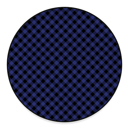 Navy And Black Buffalo Plaid Print Round Floor Mat