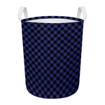 Navy And Black Buffalo Plaid Print Round Laundry Basket