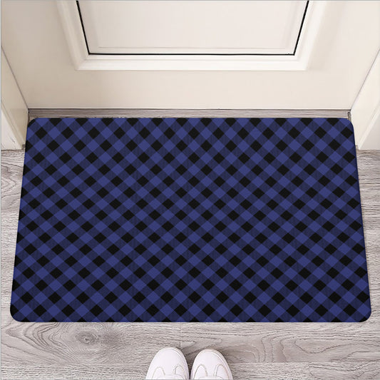 Navy And Black Buffalo Plaid Print Rubber Doormat