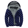Navy And Black Buffalo Plaid Print Sherpa Lined Zip Up Hoodie