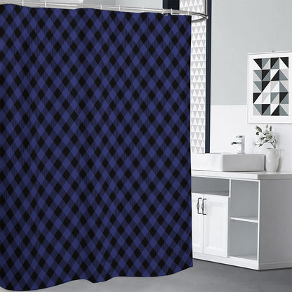 Navy And Black Buffalo Plaid Print Shower Curtain