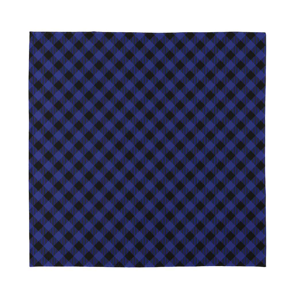Navy And Black Buffalo Plaid Print Silk Bandana