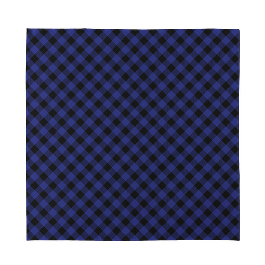 Navy And Black Buffalo Plaid Print Silk Bandana