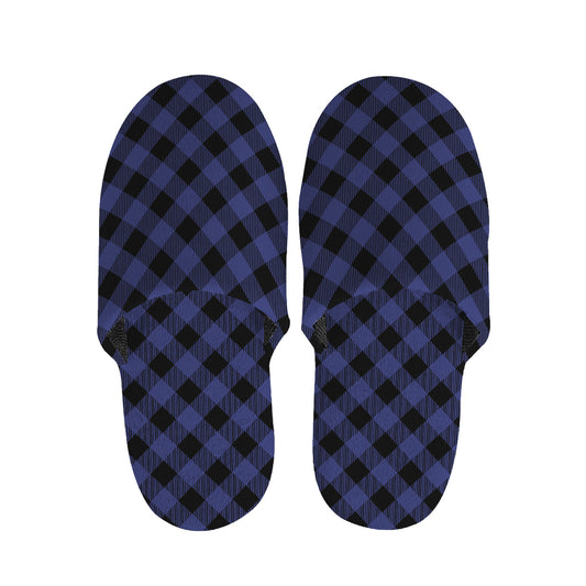 Navy And Black Buffalo Plaid Print Slippers