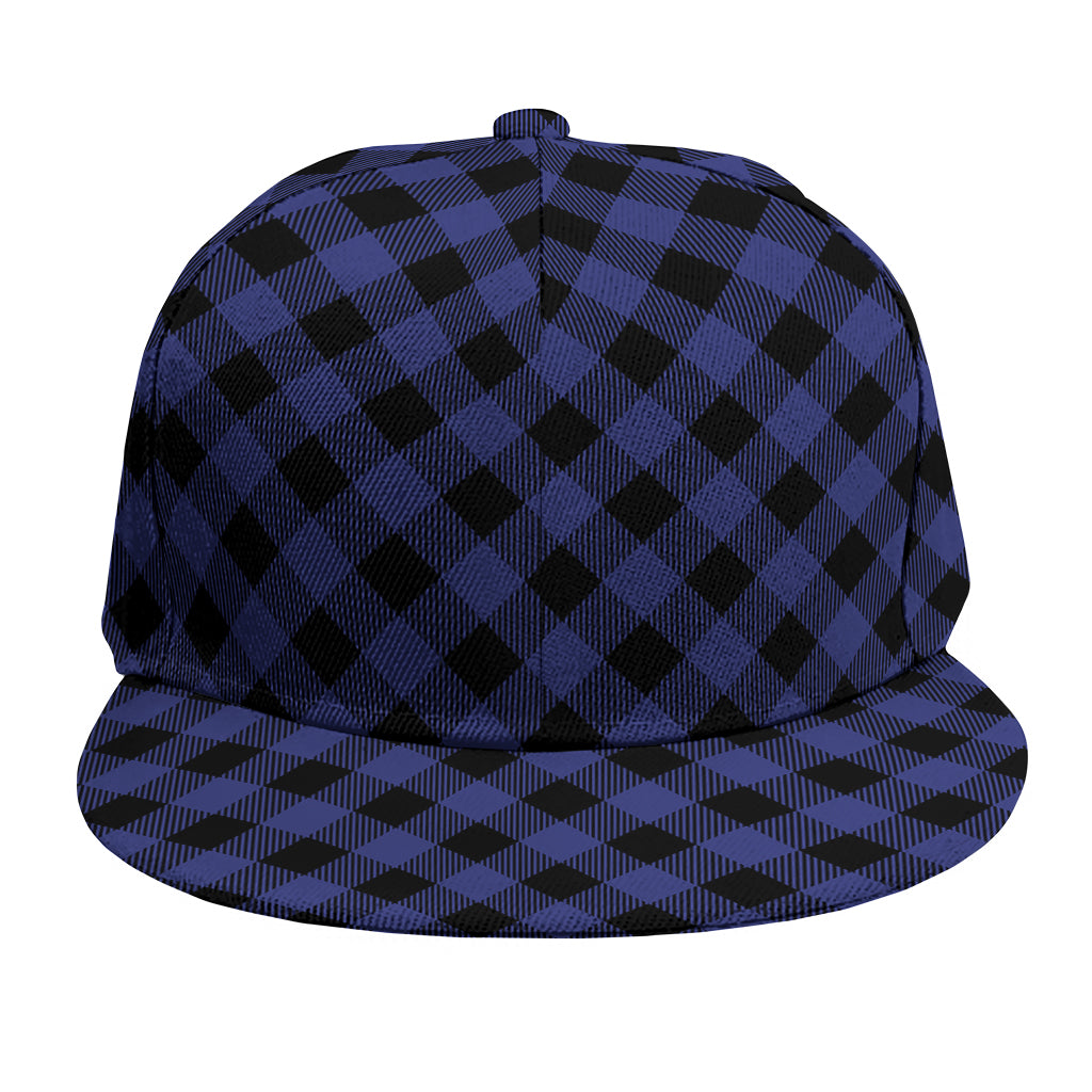 Navy And Black Buffalo Plaid Print Snapback Cap