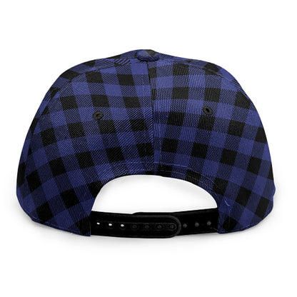 Navy And Black Buffalo Plaid Print Snapback Cap