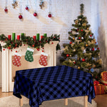 Navy And Black Buffalo Plaid Print Tablecloth