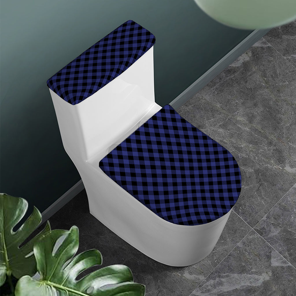 Navy And Black Buffalo Plaid Print Toilet Lid And Tank Cover Set