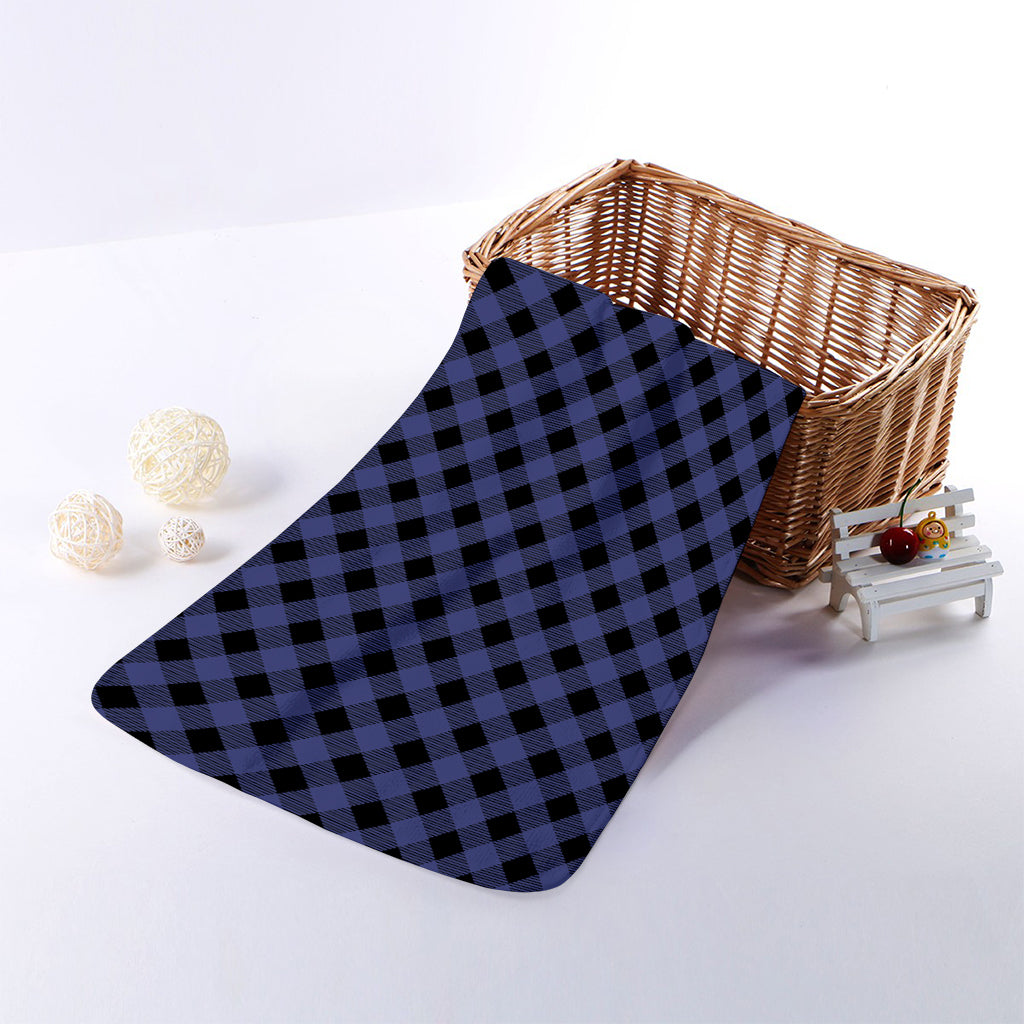 Navy And Black Buffalo Plaid Print Towel