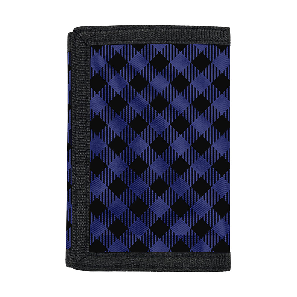 Navy And Black Buffalo Plaid Print Trifold Wallet