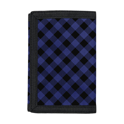 Navy And Black Buffalo Plaid Print Trifold Wallet