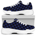 Navy And Black Buffalo Plaid Print White Chunky Shoes