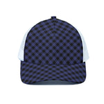 Navy And Black Buffalo Plaid Print White Mesh Trucker Cap