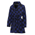 Navy And Black Buffalo Plaid Print Women's Bathrobe