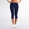 Navy And Black Buffalo Plaid Print Women's Capri Leggings