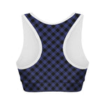 Navy And Black Buffalo Plaid Print Women's Sports Bra