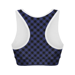 Navy And Black Buffalo Plaid Print Women's Sports Bra