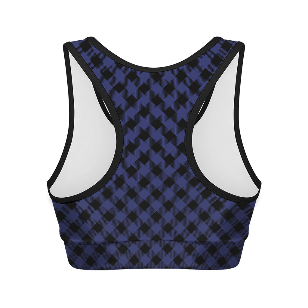 Navy And Black Buffalo Plaid Print Women's Sports Bra