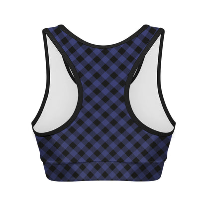 Navy And Black Buffalo Plaid Print Women's Sports Bra