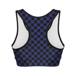 Navy And Black Buffalo Plaid Print Women's Sports Bra