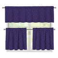Navy And Pink Zigzag Pattern Print 3 Piece Kitchen Curtains