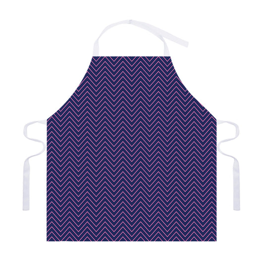 Navy And Pink Zigzag Pattern Print Adjustable Apron