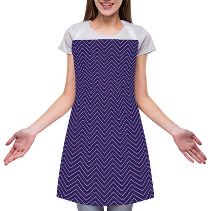 Navy And Pink Zigzag Pattern Print Adjustable Apron