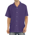 Navy And Pink Zigzag Pattern Print Aloha Shirt