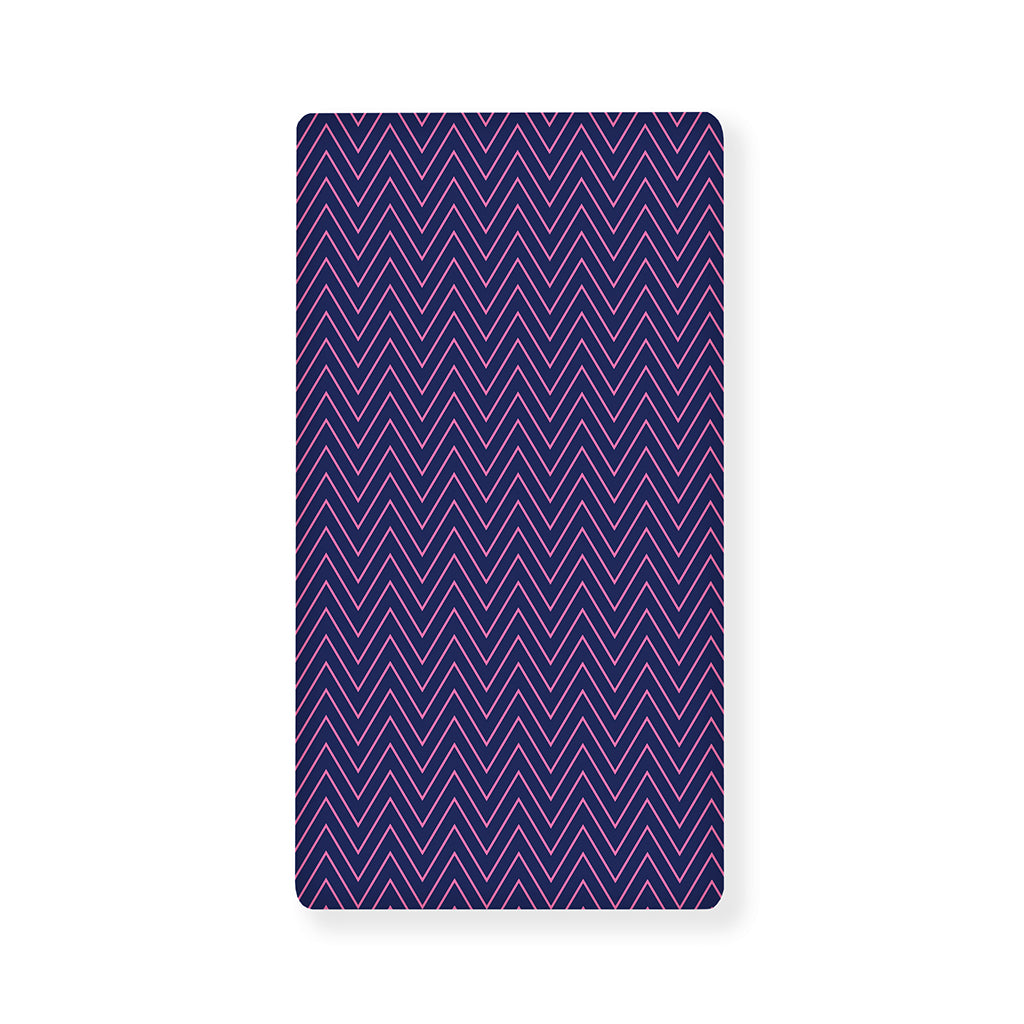 Navy And Pink Zigzag Pattern Print Baby Crib Sheet