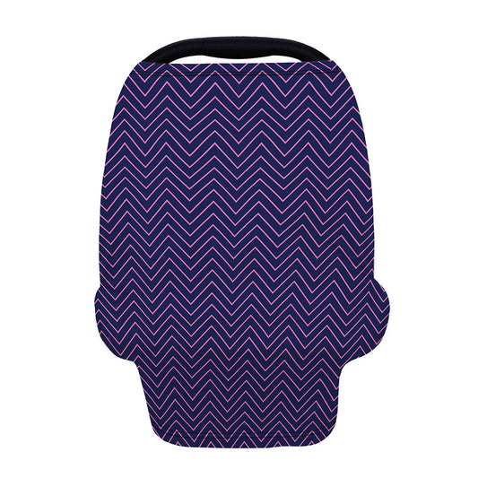 Navy And Pink Zigzag Pattern Print Baby Seat Cover