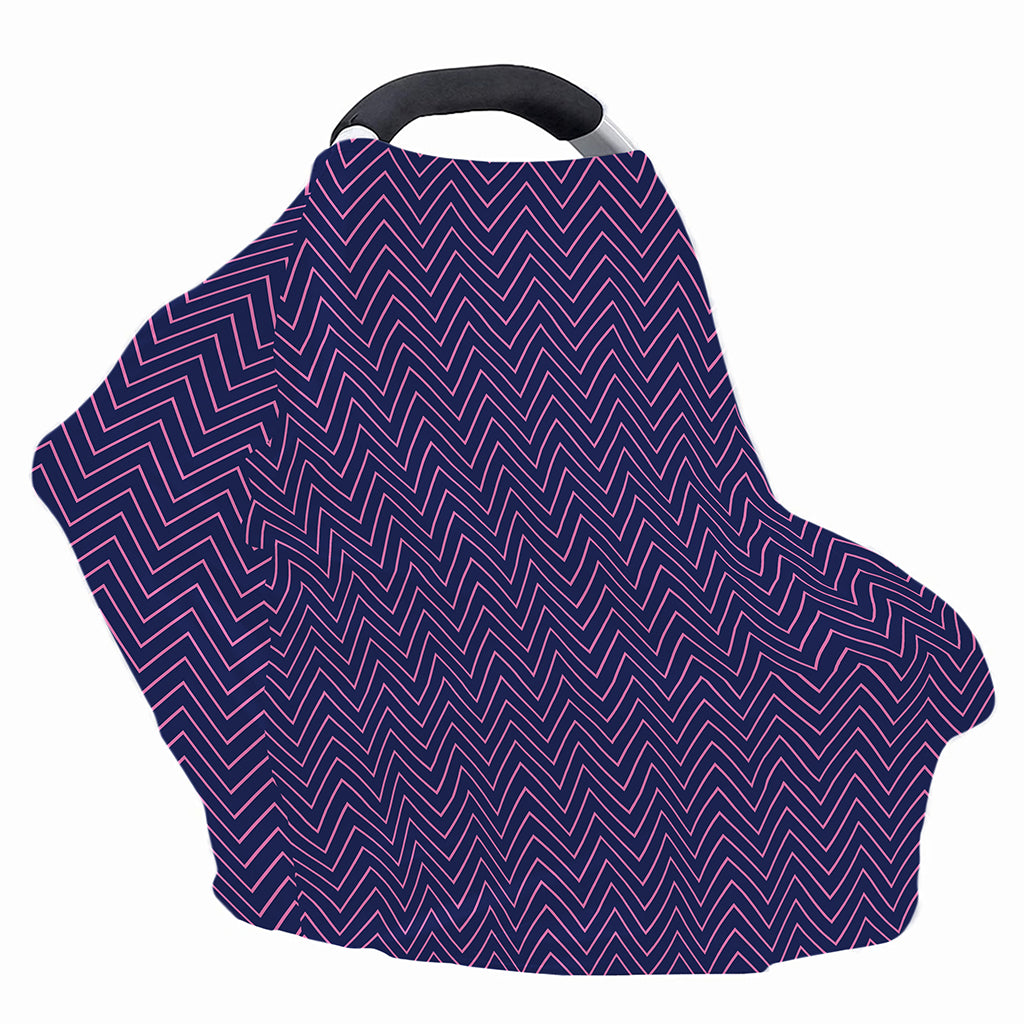 Navy And Pink Zigzag Pattern Print Baby Seat Cover