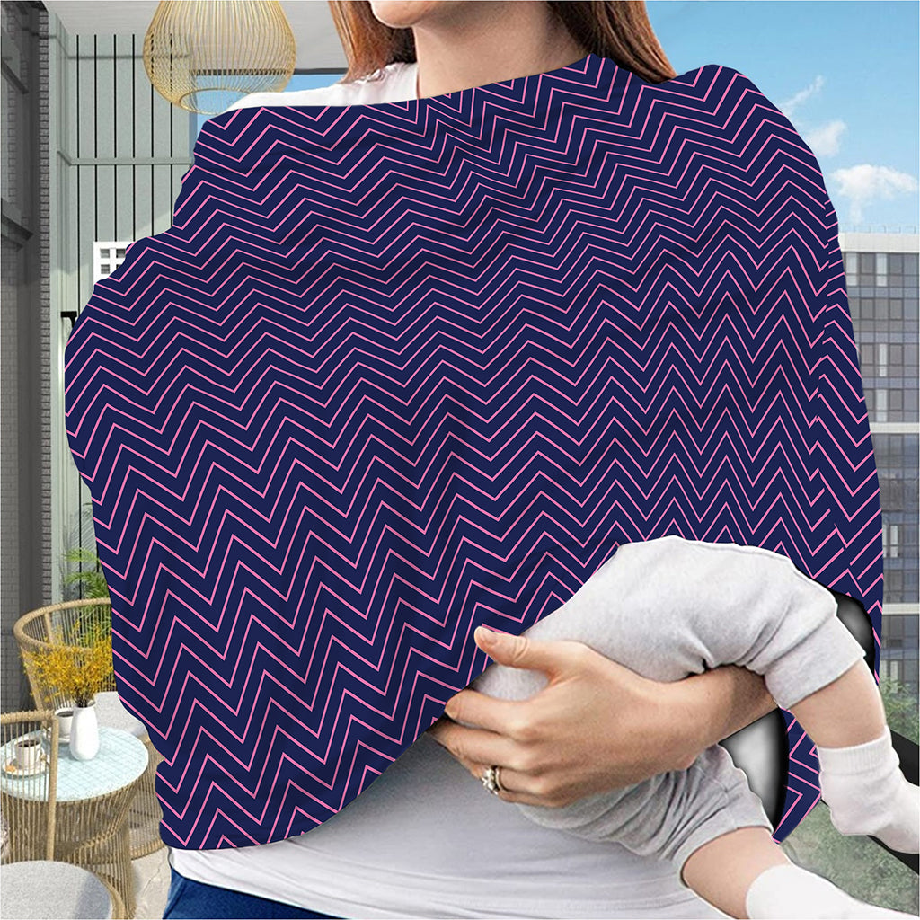 Navy And Pink Zigzag Pattern Print Baby Seat Cover
